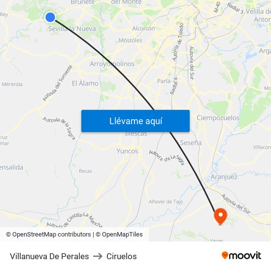 Villanueva De Perales to Ciruelos map