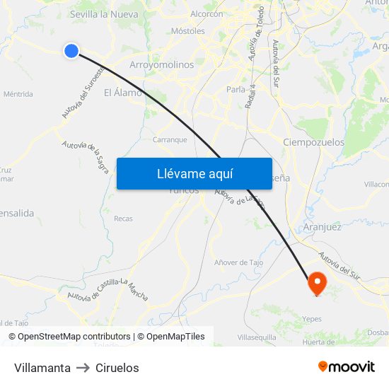 Villamanta to Ciruelos map
