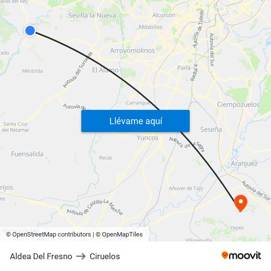 Aldea Del Fresno to Ciruelos map