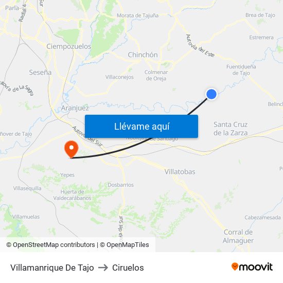 Villamanrique De Tajo to Ciruelos map