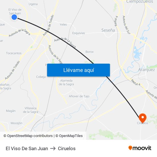 El Viso De San Juan to Ciruelos map
