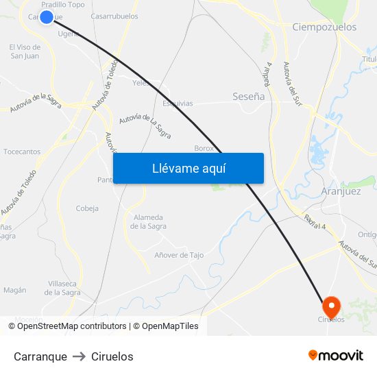 Carranque to Ciruelos map