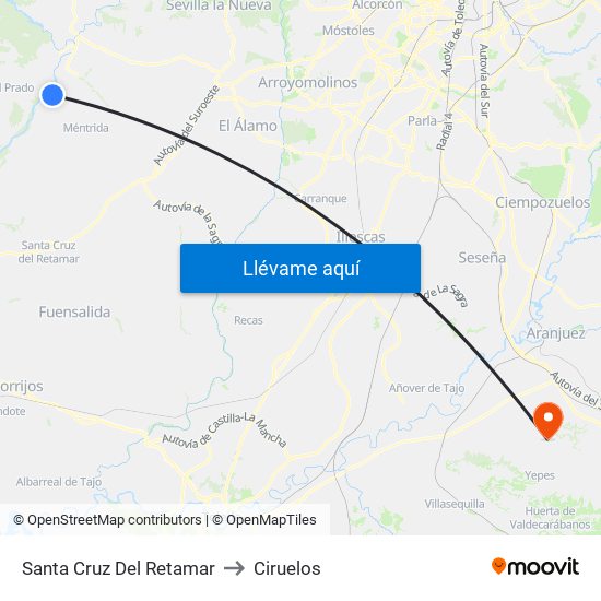 Santa Cruz Del Retamar to Ciruelos map