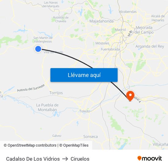 Cadalso De Los Vidrios to Ciruelos map