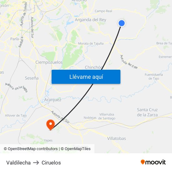 Valdilecha to Ciruelos map