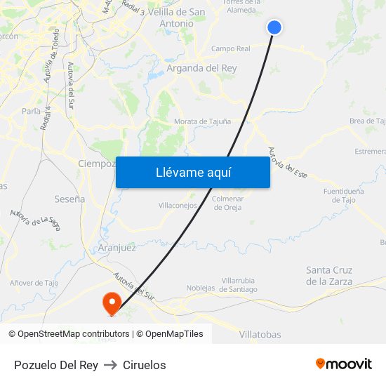 Pozuelo Del Rey to Ciruelos map