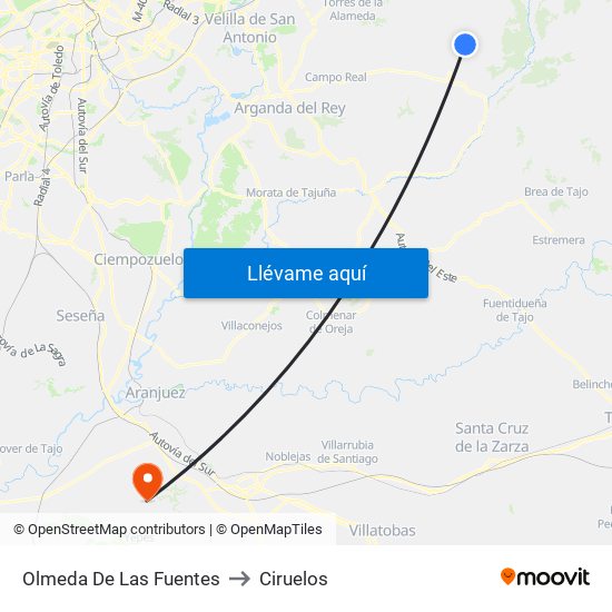 Olmeda De Las Fuentes to Ciruelos map