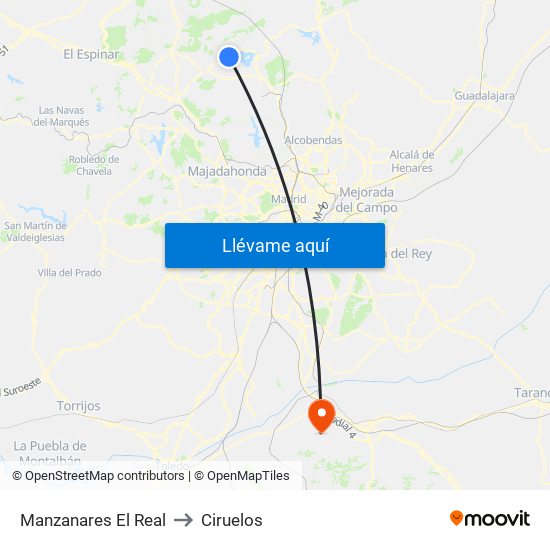 Manzanares El Real to Ciruelos map