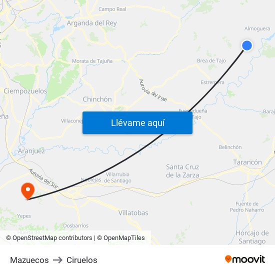 Mazuecos to Ciruelos map