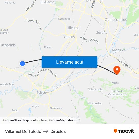 Villamiel De Toledo to Ciruelos map