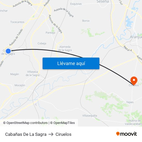 Cabañas De La Sagra to Ciruelos map