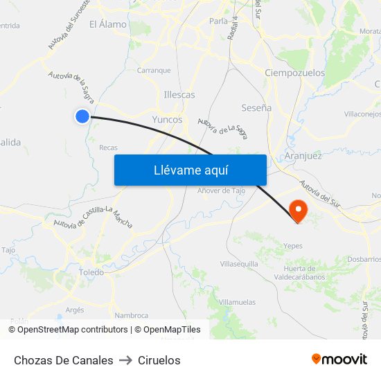 Chozas De Canales to Ciruelos map