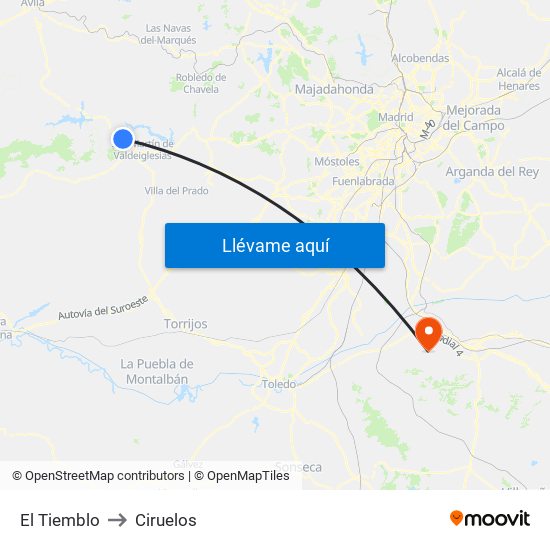 El Tiemblo to Ciruelos map