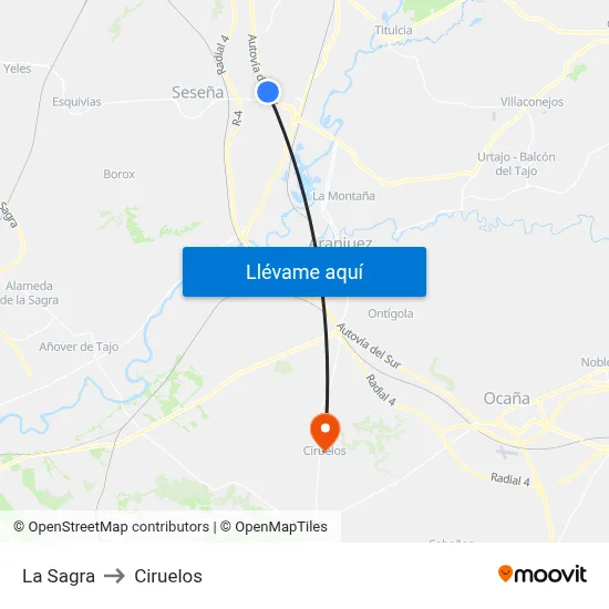 La Sagra to Ciruelos map