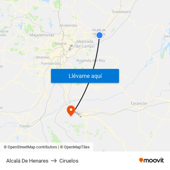 Alcalá De Henares to Ciruelos map