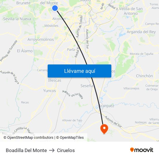 Boadilla Del Monte to Ciruelos map
