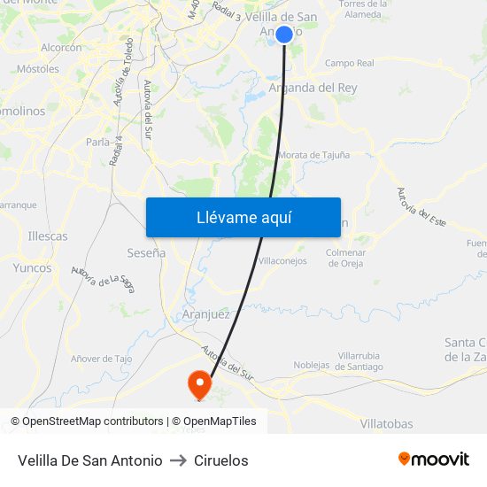 Velilla De San Antonio to Ciruelos map