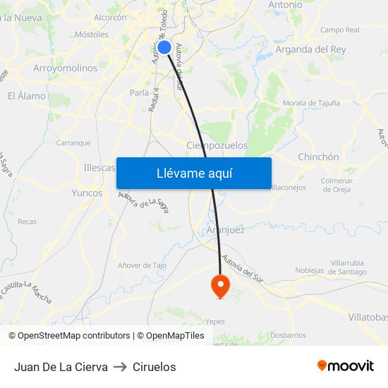 Juan De La Cierva to Ciruelos map