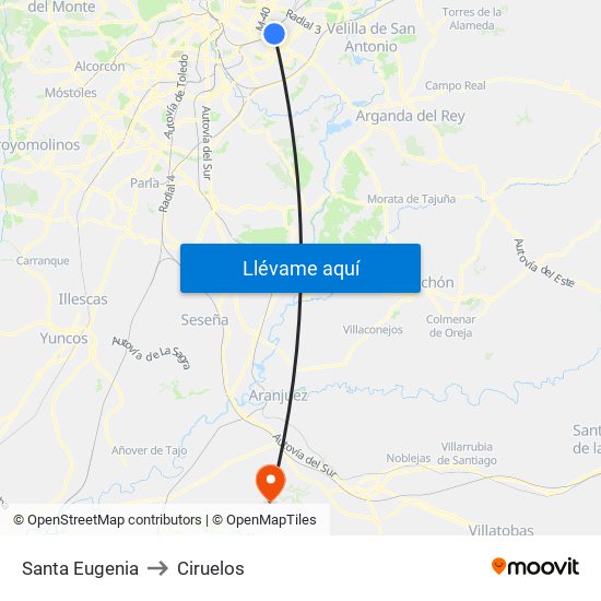 Santa Eugenia to Ciruelos map