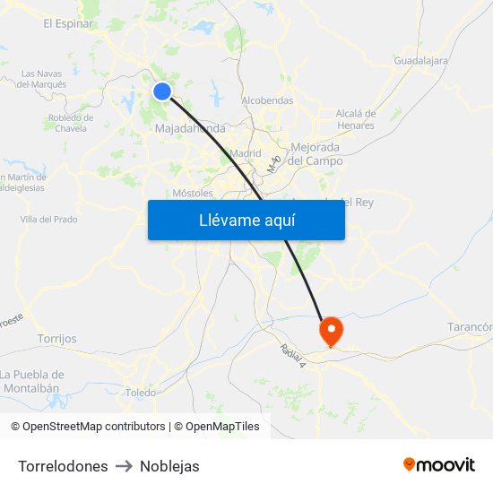 Torrelodones to Noblejas map