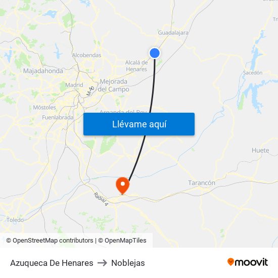 Azuqueca De Henares to Noblejas map