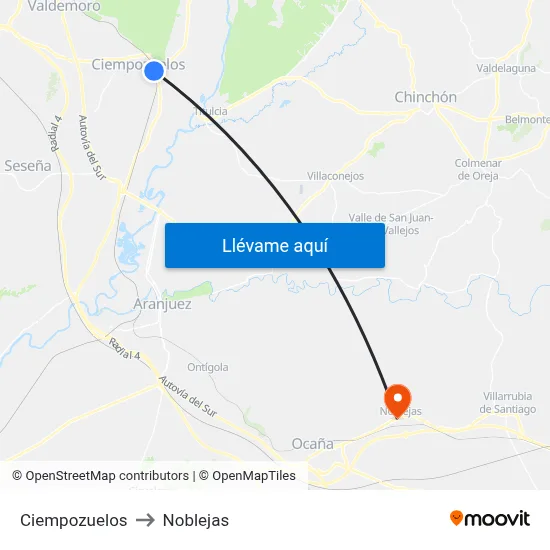 Ciempozuelos to Noblejas map