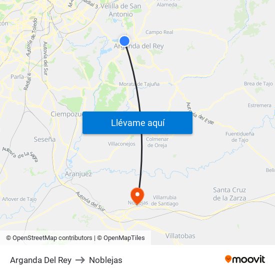 Arganda Del Rey to Noblejas map