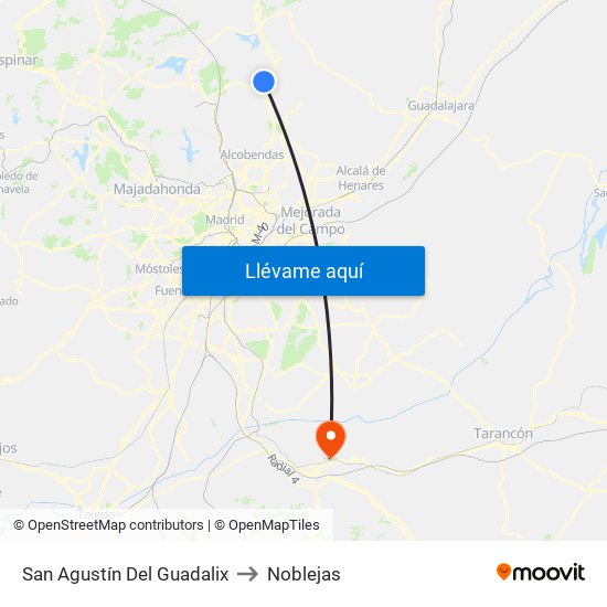 San Agustín Del Guadalix to Noblejas map