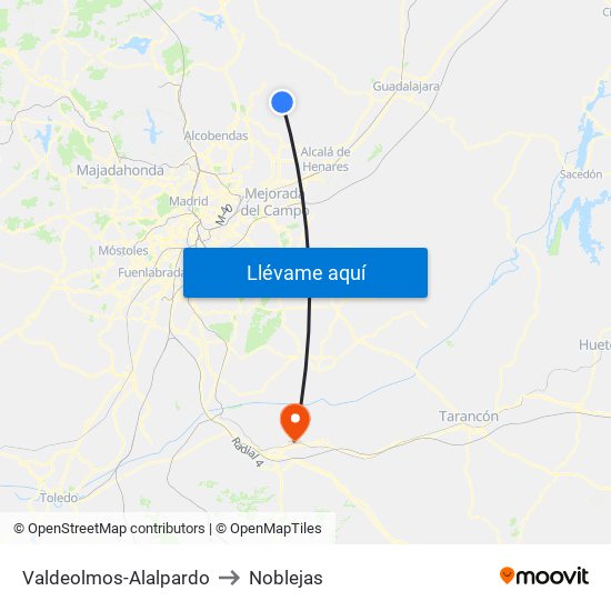 Valdeolmos-Alalpardo to Noblejas map