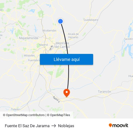 Fuente El Saz De Jarama to Noblejas map