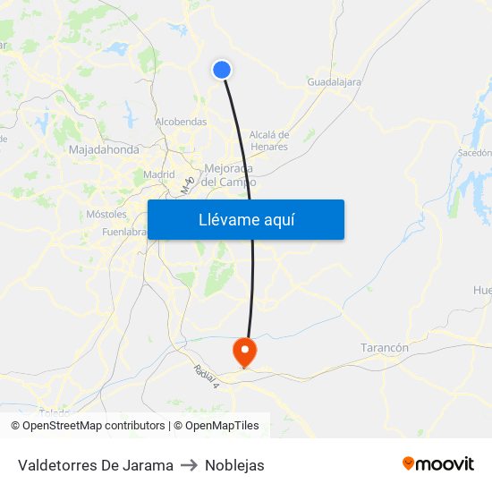 Valdetorres De Jarama to Noblejas map