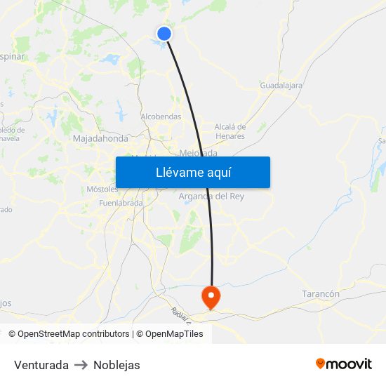 Venturada to Noblejas map