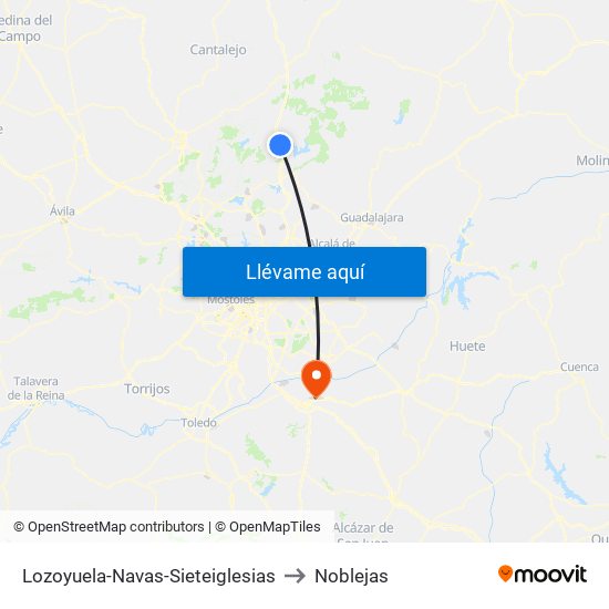 Lozoyuela-Navas-Sieteiglesias to Noblejas map