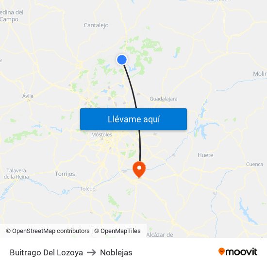 Buitrago Del Lozoya to Noblejas map
