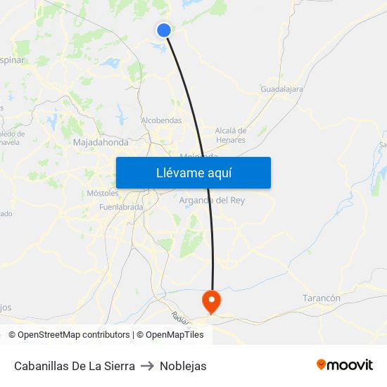 Cabanillas De La Sierra to Noblejas map