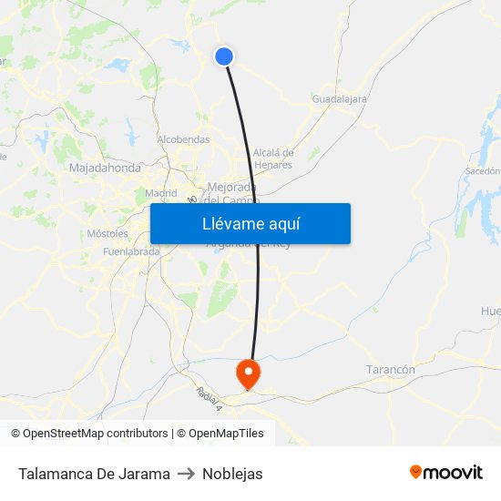 Talamanca De Jarama to Noblejas map