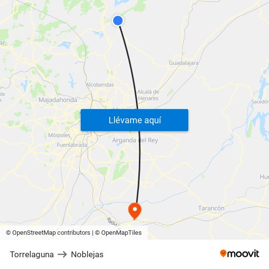 Torrelaguna to Noblejas map