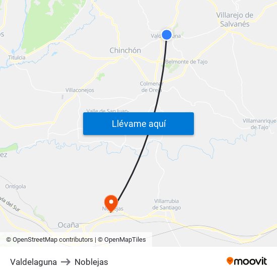 Valdelaguna to Noblejas map