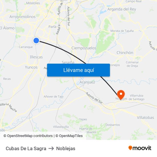 Cubas De La Sagra to Noblejas map