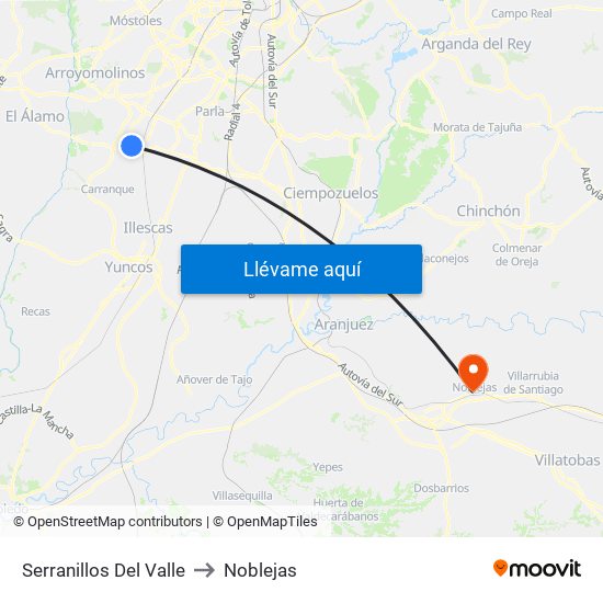 Serranillos Del Valle to Noblejas map
