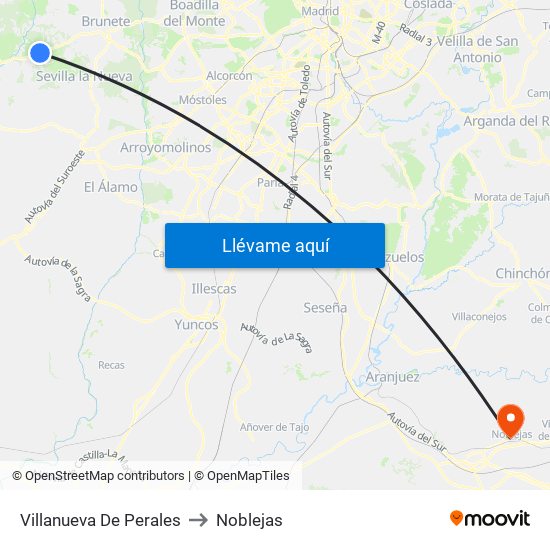 Villanueva De Perales to Noblejas map