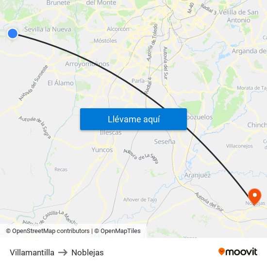 Villamantilla to Noblejas map