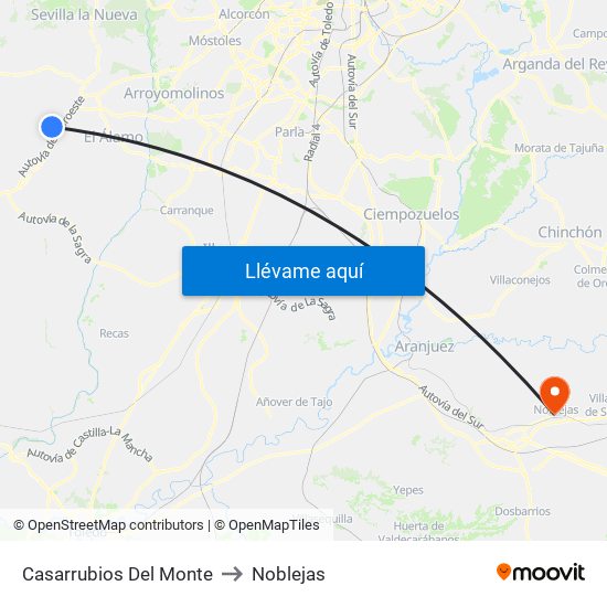 Casarrubios Del Monte to Noblejas map