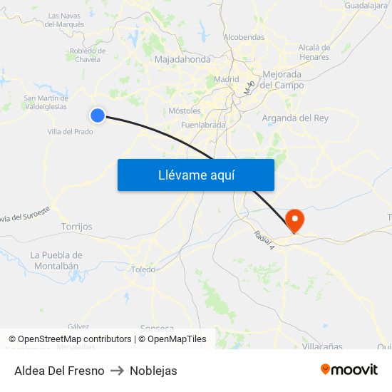 Aldea Del Fresno to Noblejas map