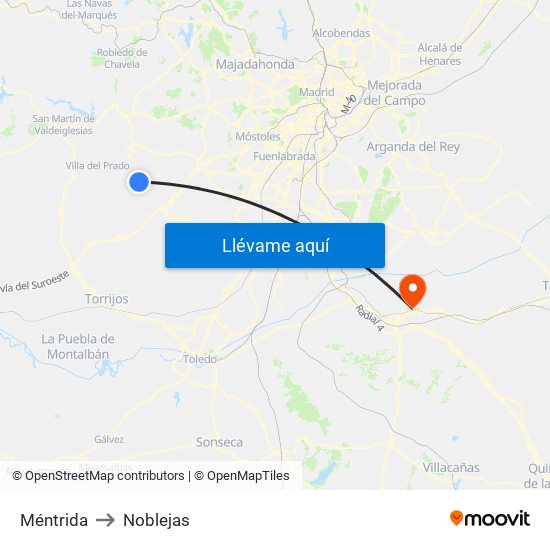 Méntrida to Noblejas map