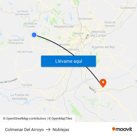 Colmenar Del Arroyo to Noblejas map