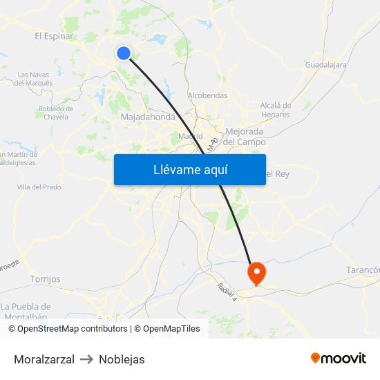 Moralzarzal to Noblejas map