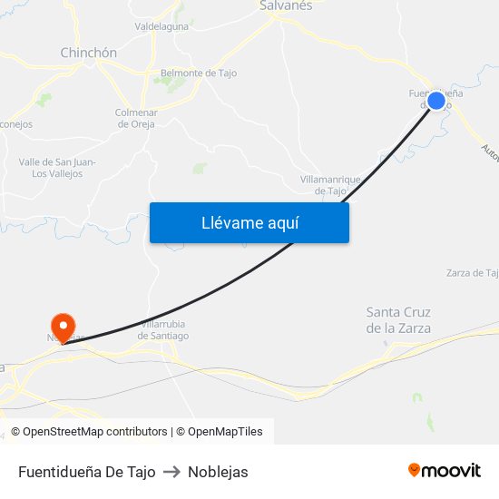 Fuentidueña De Tajo to Noblejas map