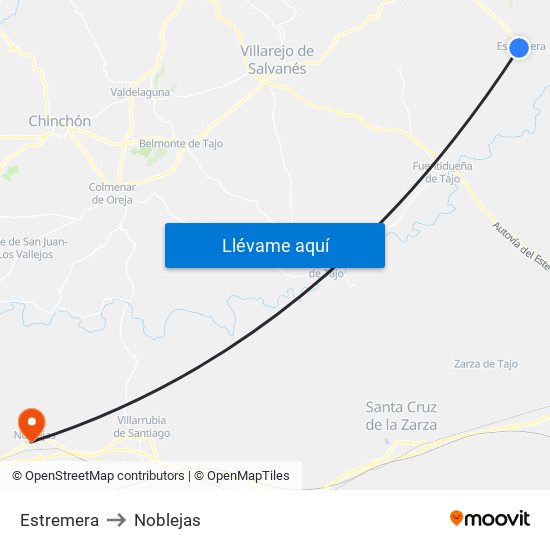 Estremera to Noblejas map