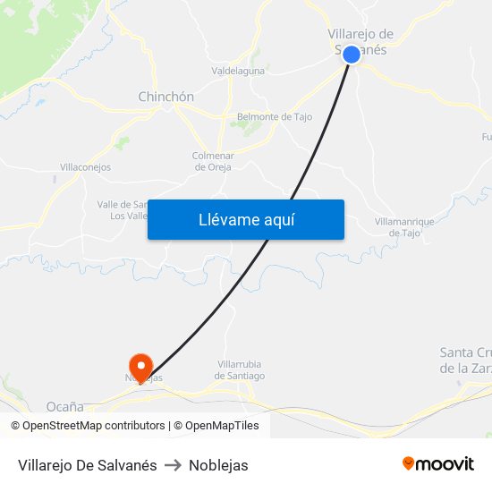 Villarejo De Salvanés to Noblejas map